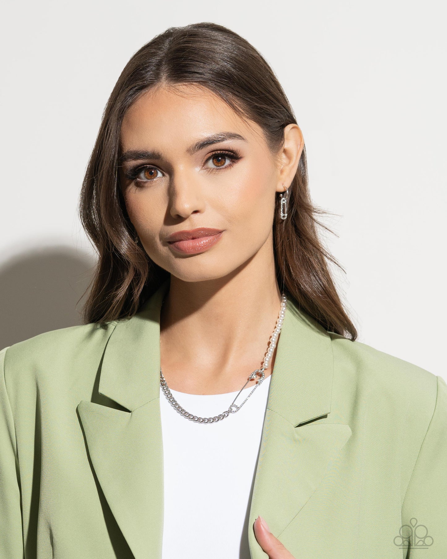 Paparazzi Accessories: Safety Pin Sentiment - White Earring