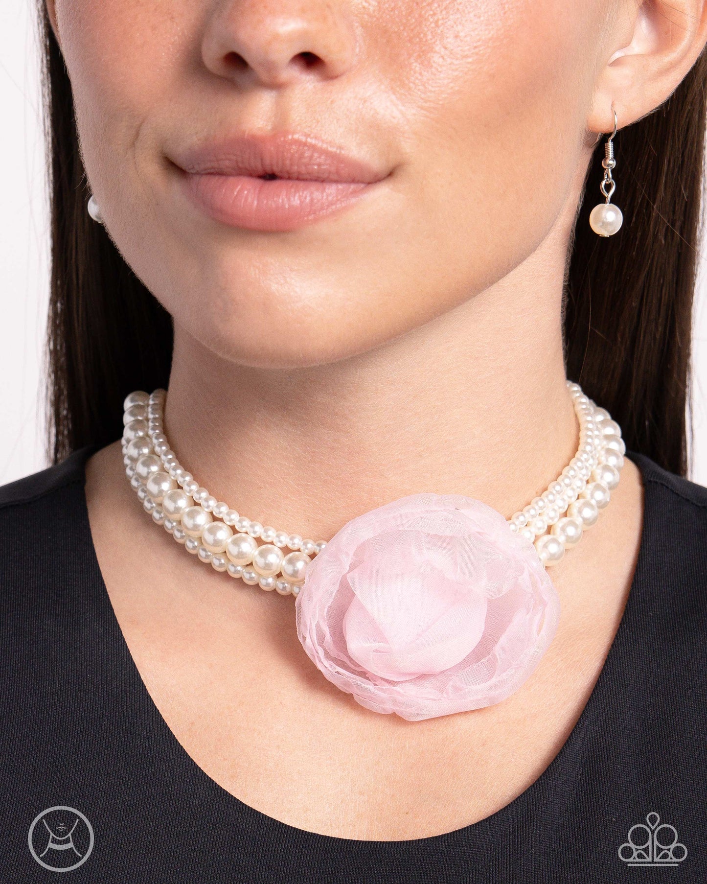 Paparazzi Accessories: Radiant Rosette - Pink PearlNecklace