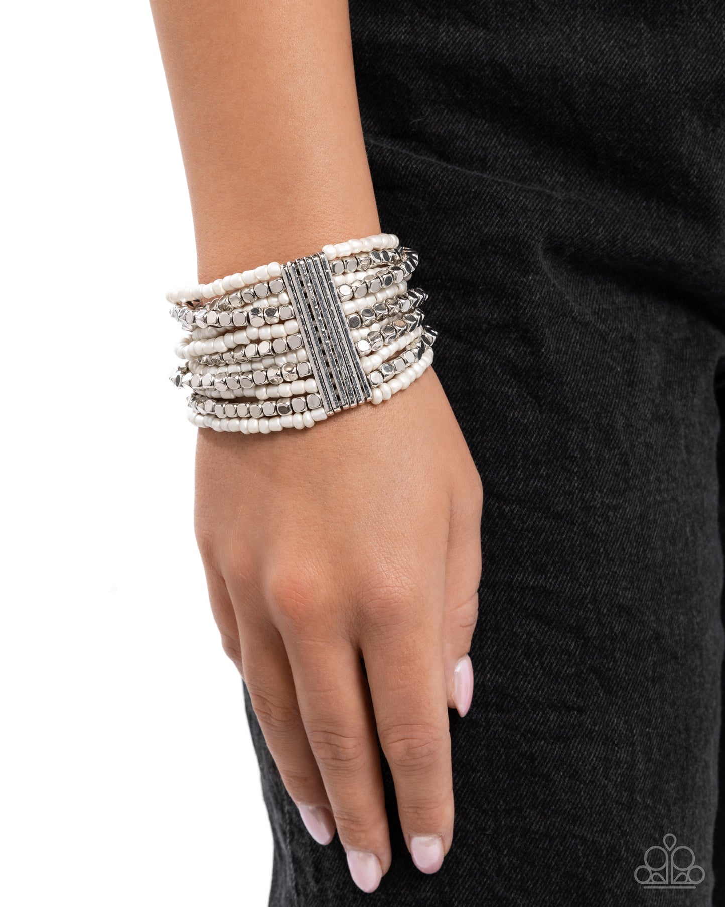 Paparazzi Accessories: Spirited Stack - White Bracelet