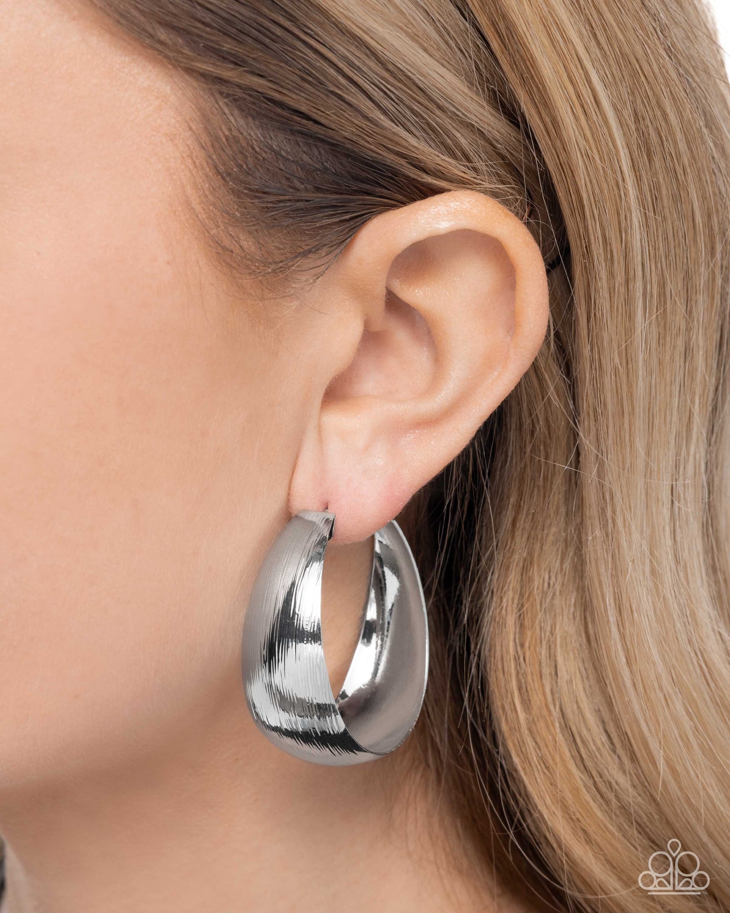 Paparazzi Accessories: Subtle Sheen - Silver Hoop Earring