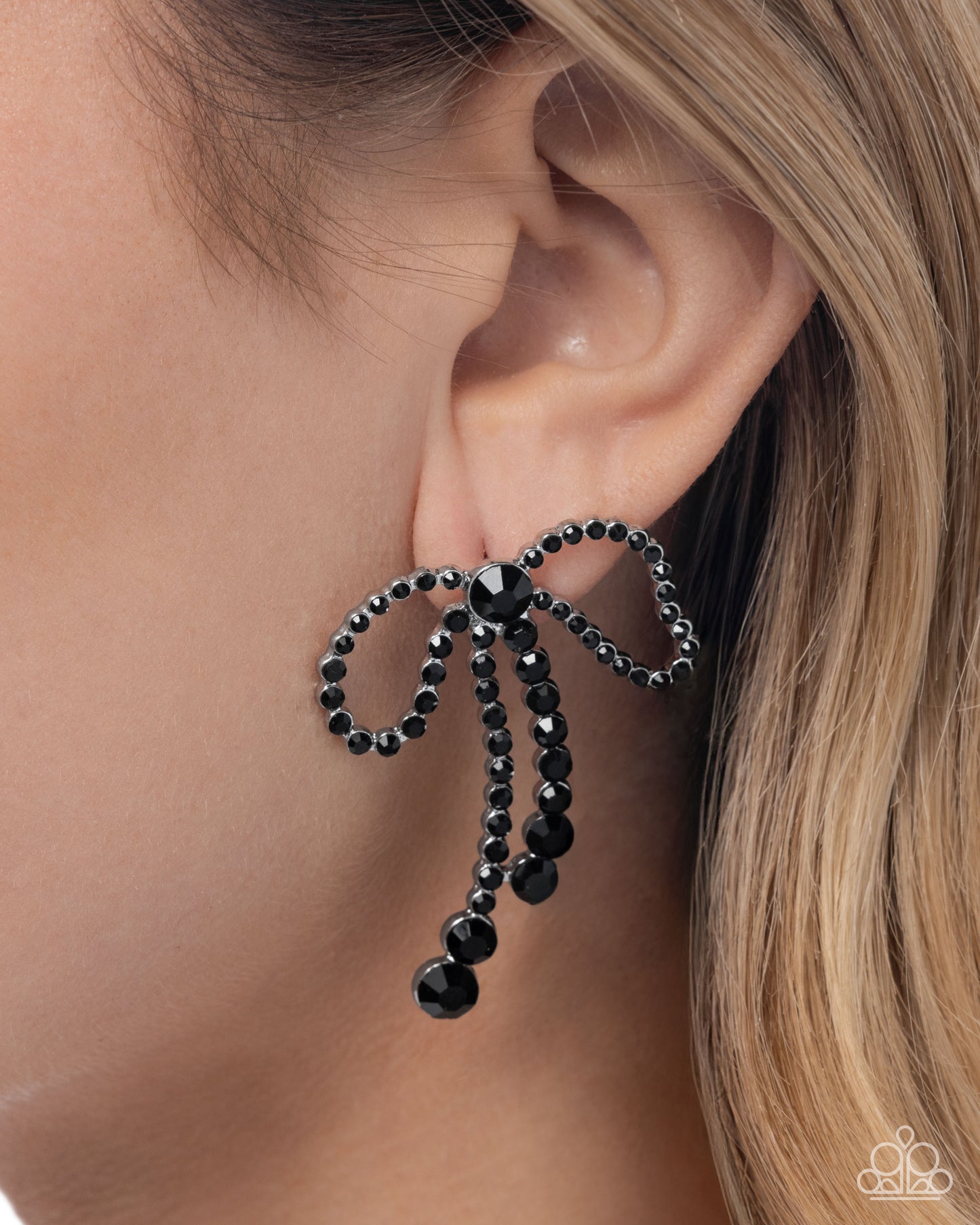 Paparazzi Accessories: Black Tie Bow - Black Earring