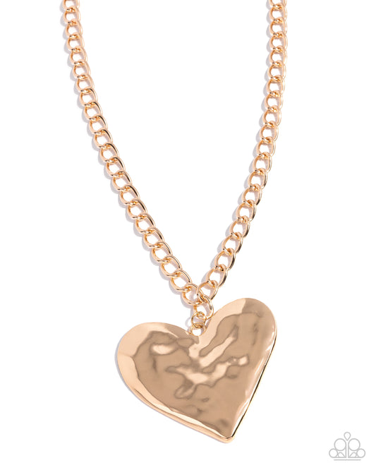 Paparazzi Accessories: Hammered Heartthrob Gold Necklace