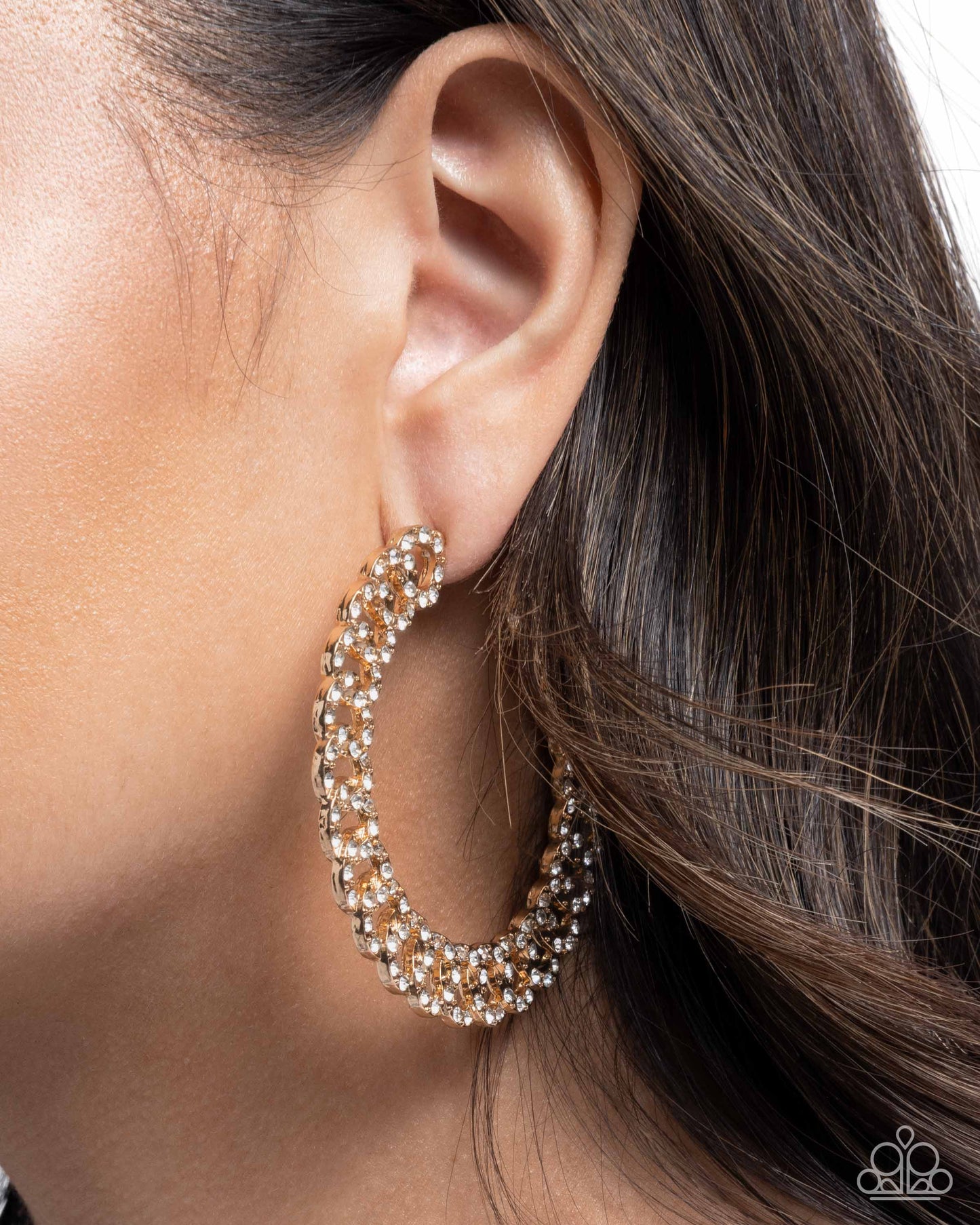 Paparazzi Accessories: Interlocked Icing Gold Earring