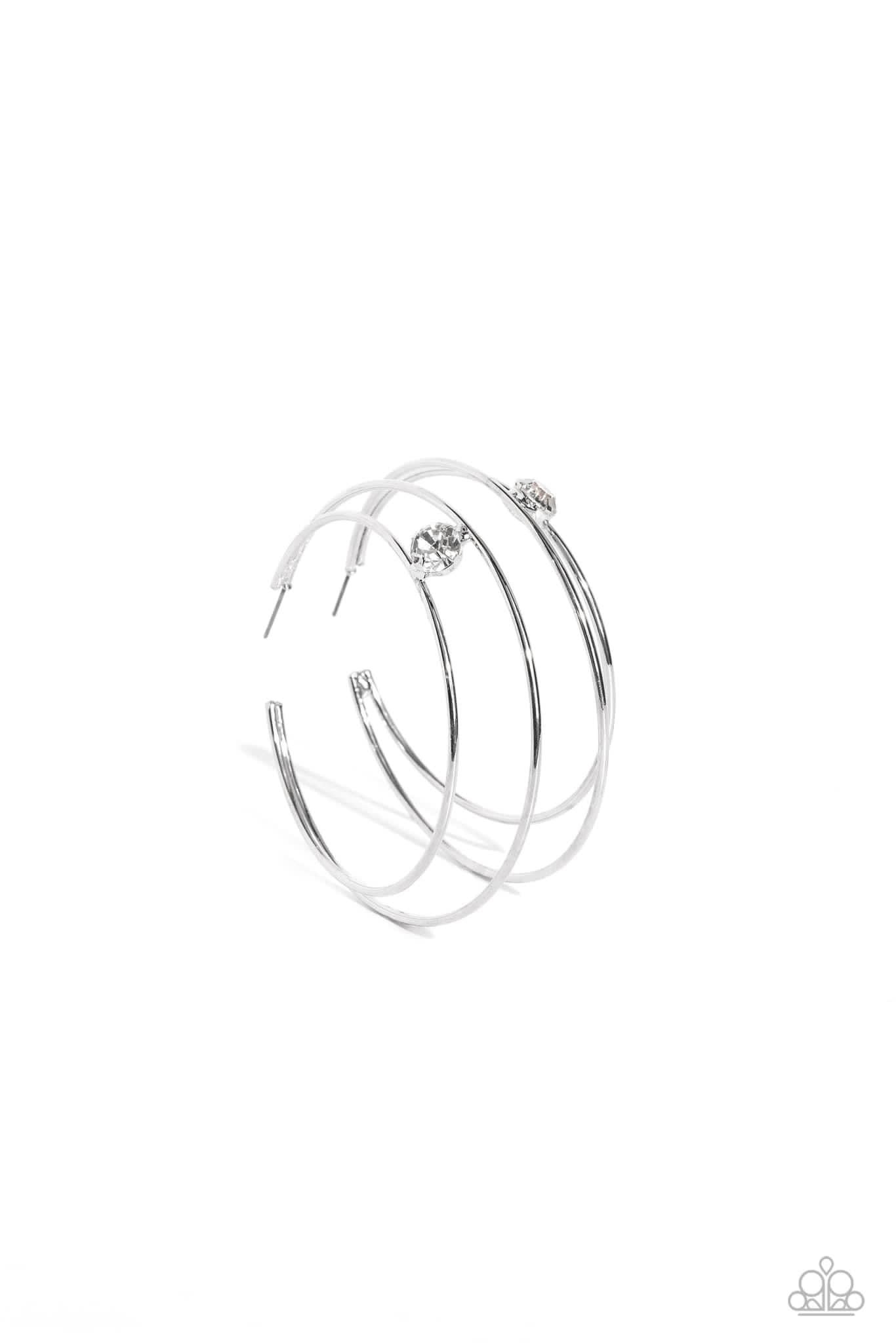 Paparazzi Accessories: Theater Hoop White Hoop Earring