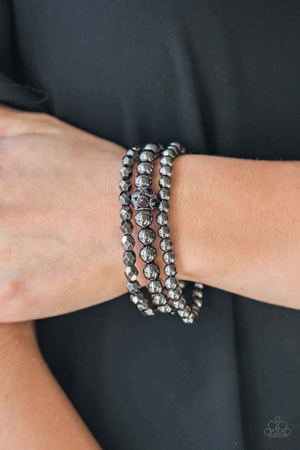 Paparazzi Accessories: Noticeably Noir - Purple Bracelet