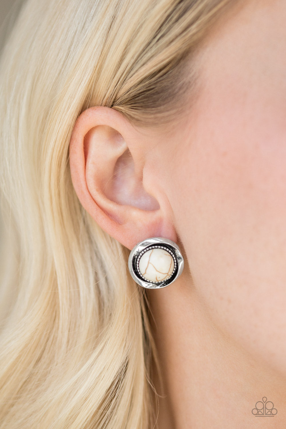 Paparazzi accessories: Out Of This Galaxy - White Earring
