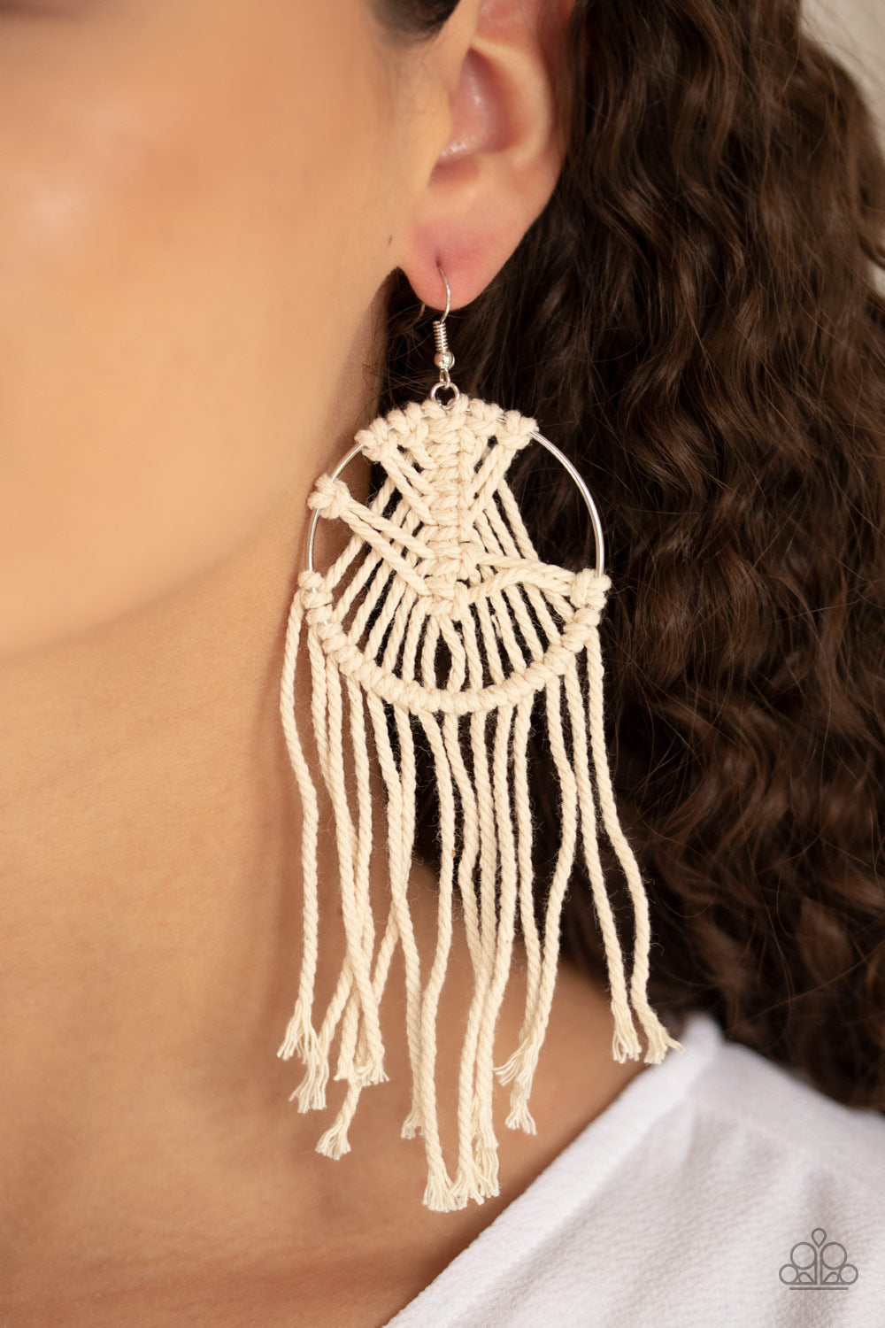 Paparazzi Accessories: MACRAME, Myself, and I - White Necklace