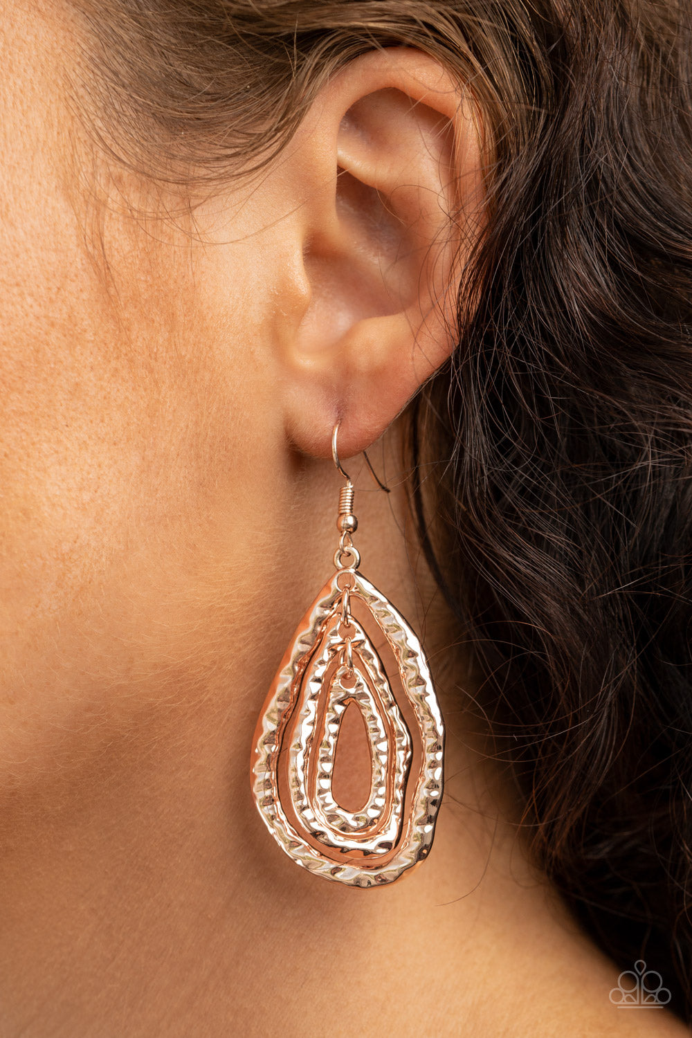 Paparazzi Accessories: Metallic Meltdown - Rose Gold Earring