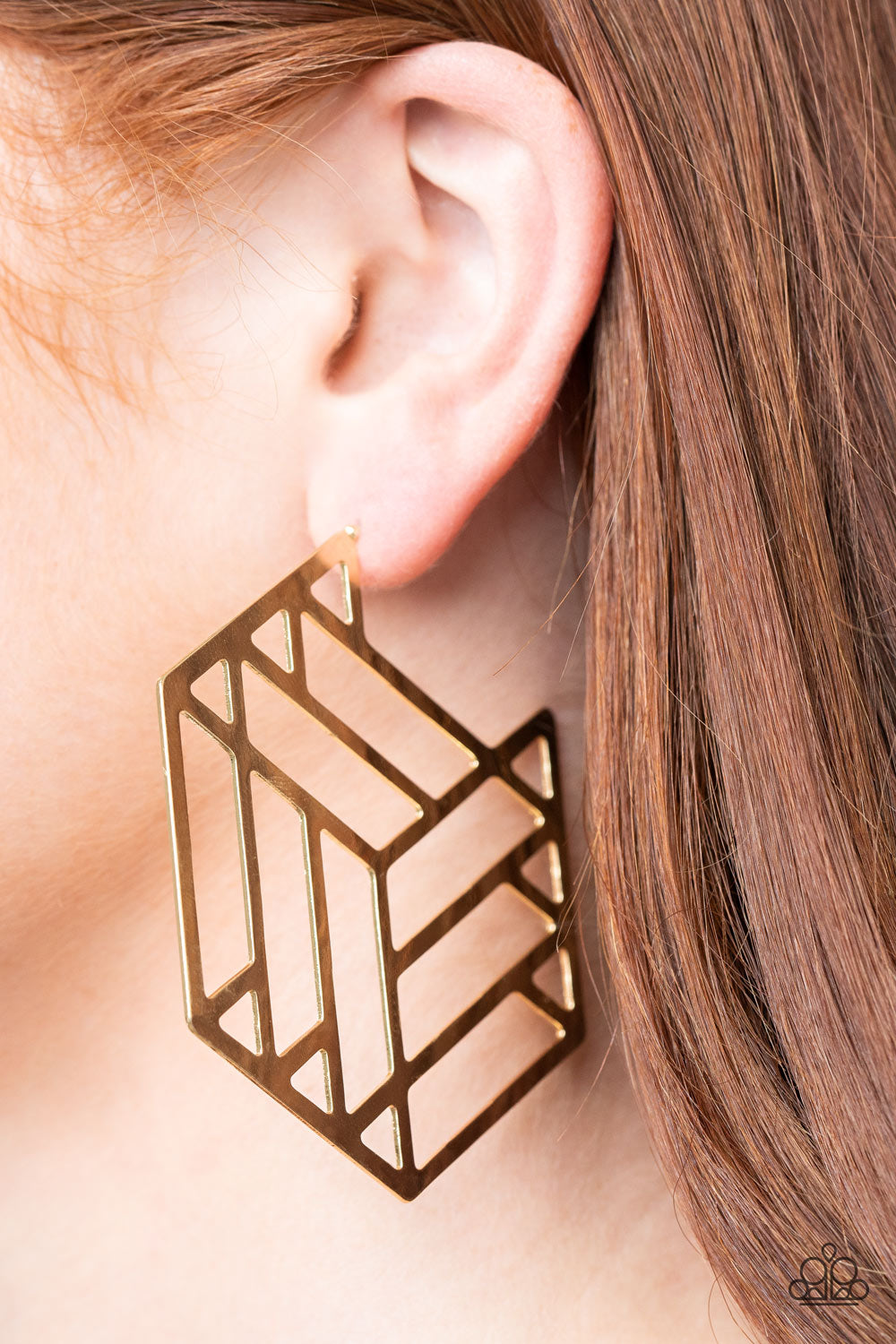 Paparazzi Accessories: Gotta Get GEO-ing - Gold Earring