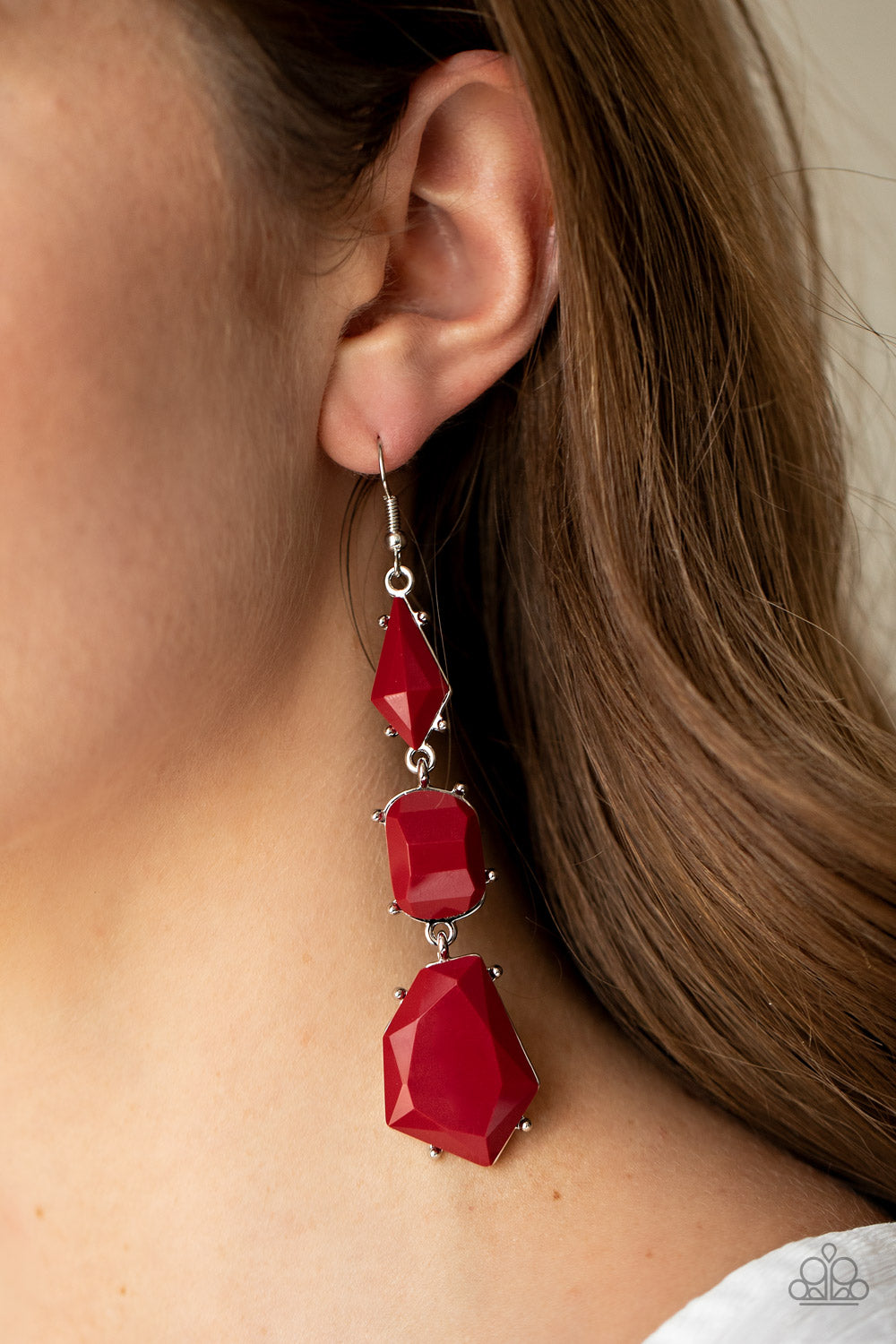 Paparazzi Accessories: Geo Getaway - Red Earring