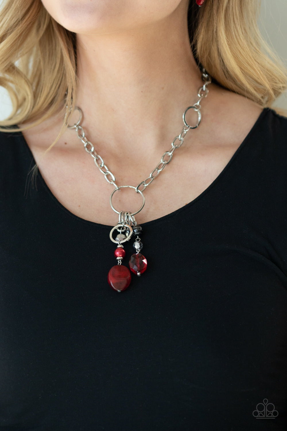 Paparazzi Accessories: Lay Down Your CHARMS - Red Necklace