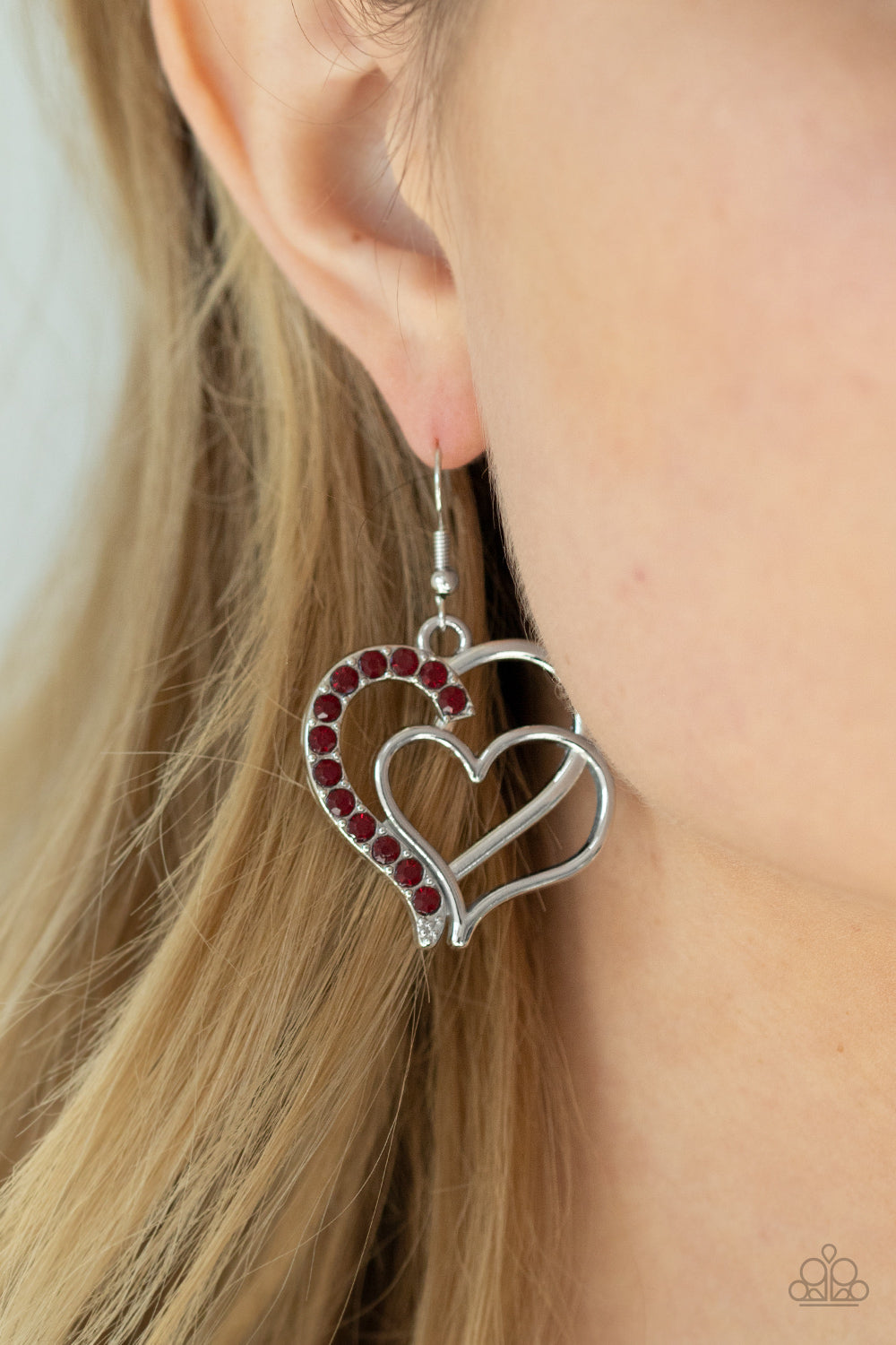 Paparazzi Accessories: Double The Heartache - Red Earring