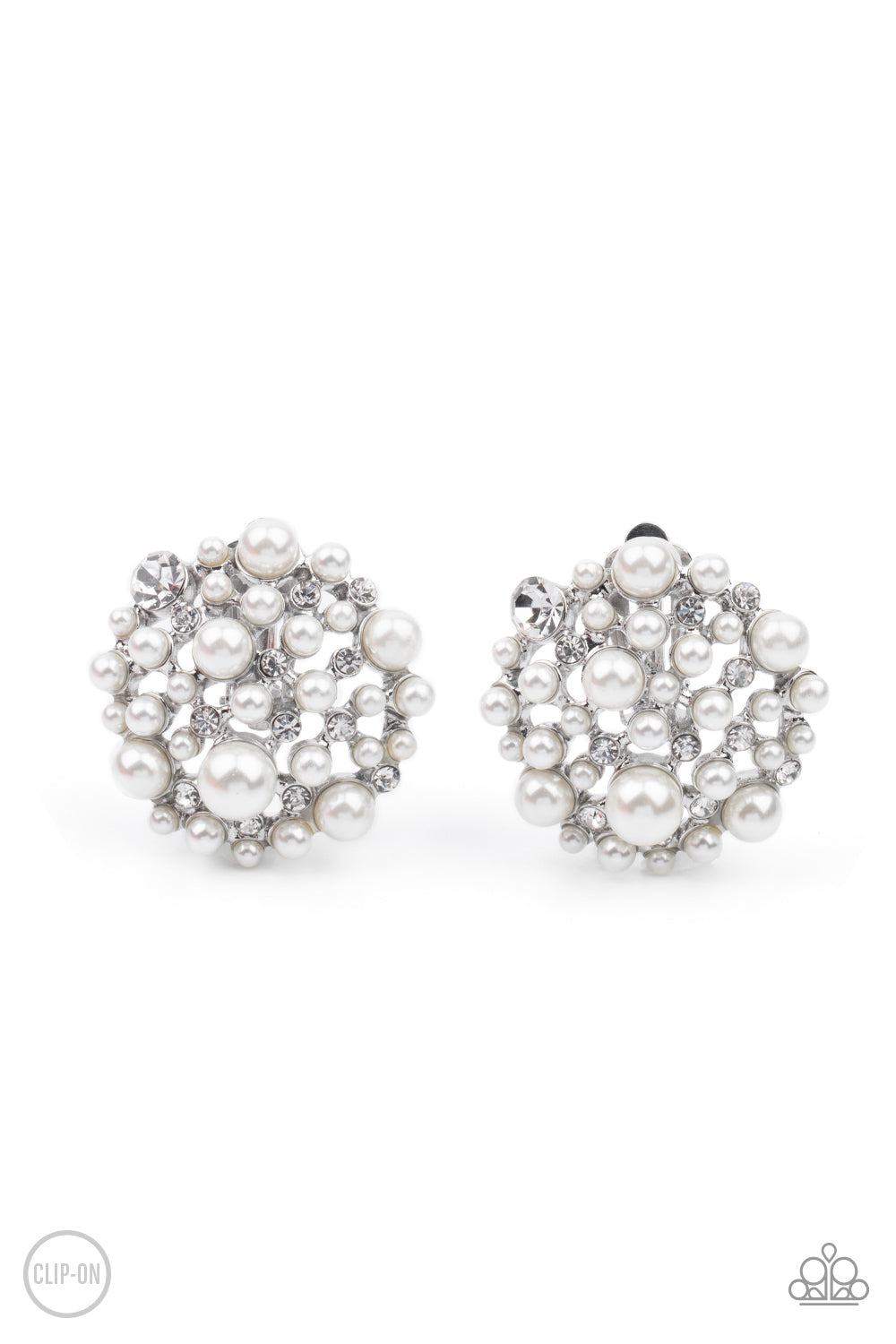Paparazzi Accessories: Head To Toe Twinkle - White Clip On Earring