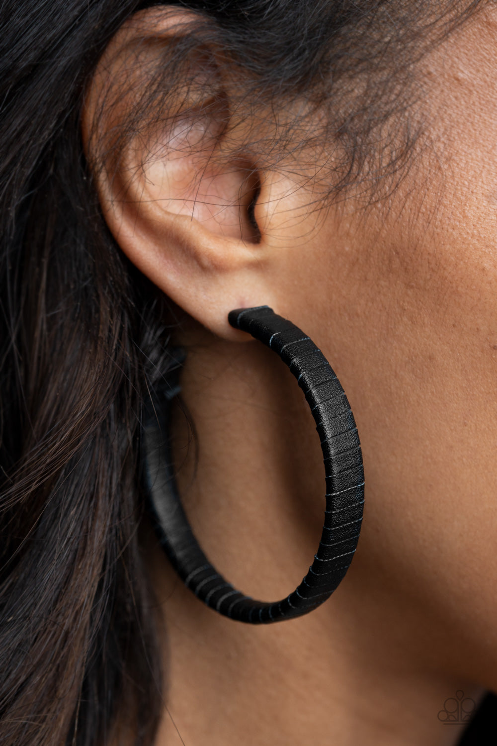 Paparazzi Accessories: Leather-Clad Legend - Black Earring