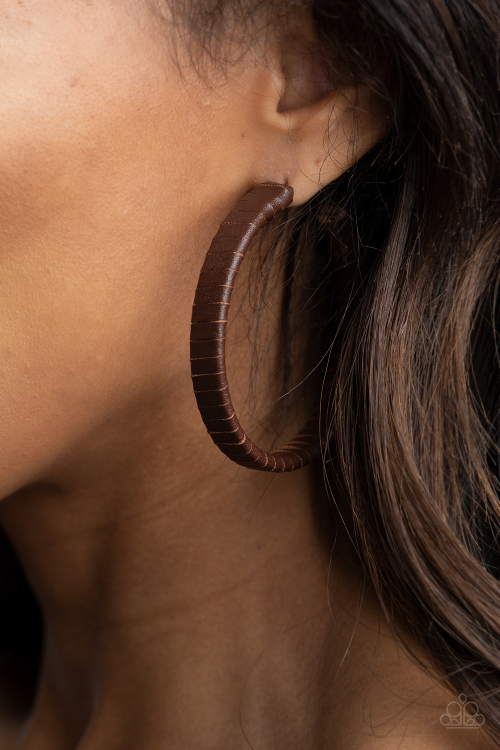 Paparazzi Accessories: Leather-Clad Legend - Brown Earring
