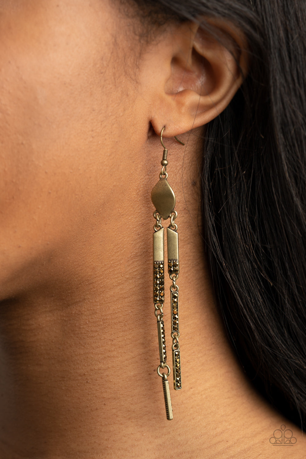 Paparazzi Accessories: Defined Dazzle - Brass Earring