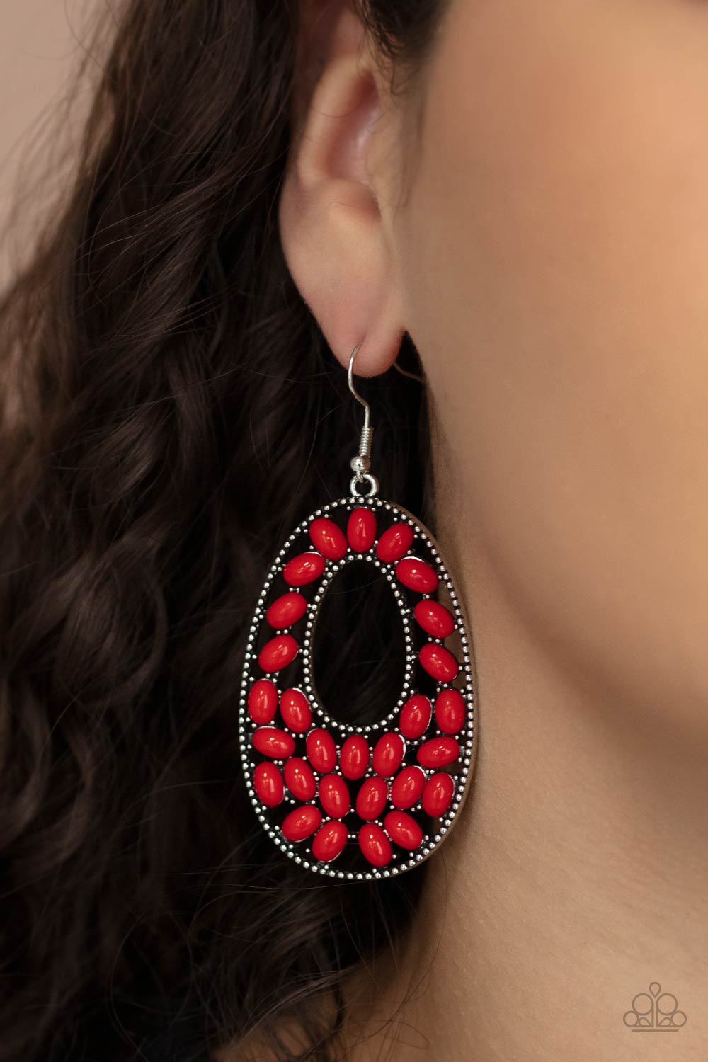 Paparazzi Accessories: Beaded Shores - Red Earring