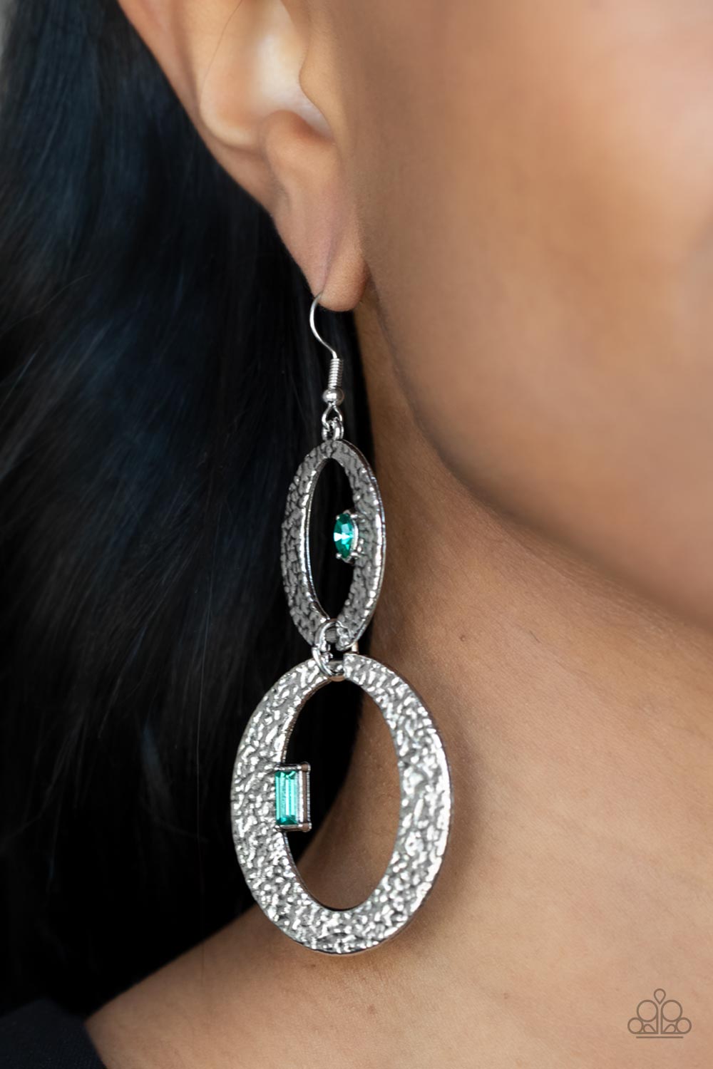 Paparazzi Accessories: OVAL and OVAL Again - Green Earring