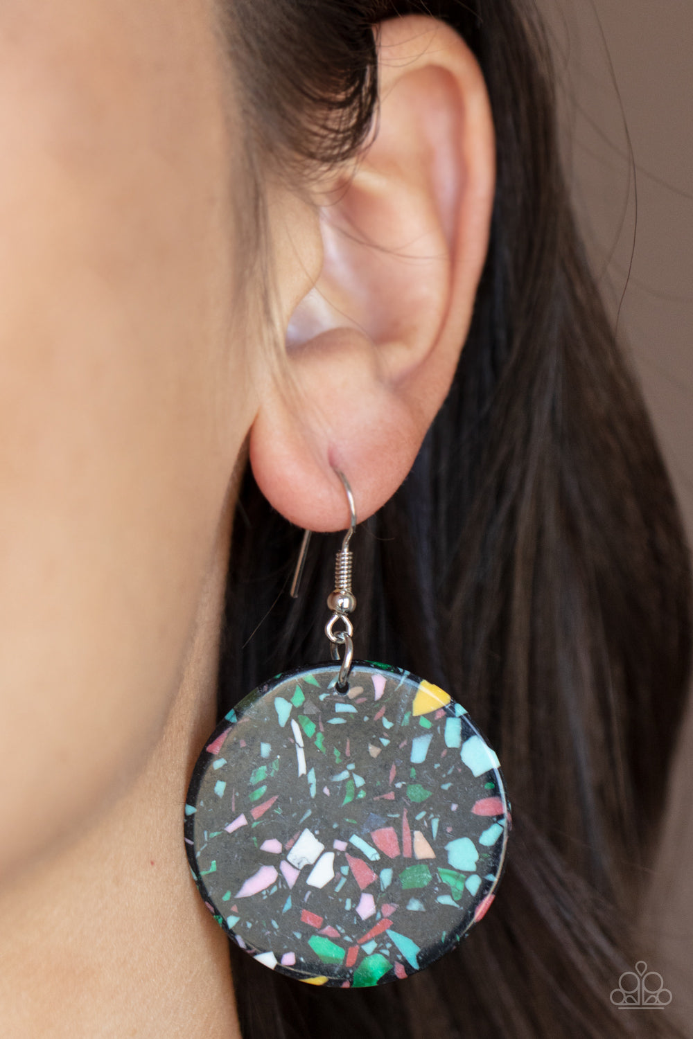 Paparazzi Accessories: Tenaciously Terrazzo - Black Earring