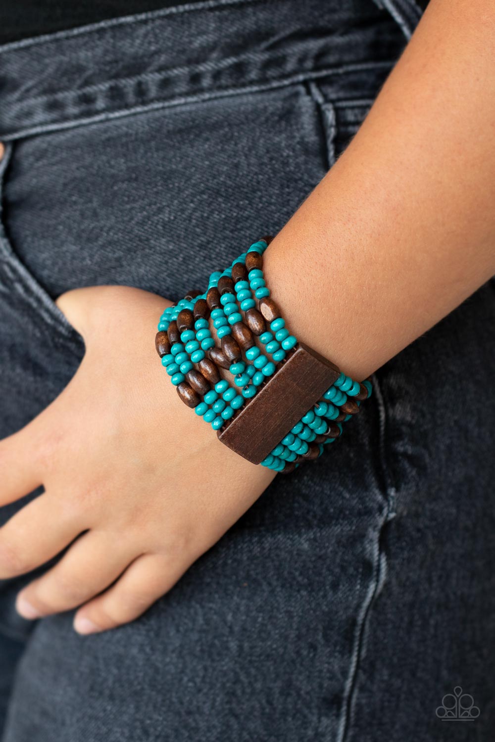 Paparazzi Accessories: Tropical Nirvana - Blue Wood Bracelet