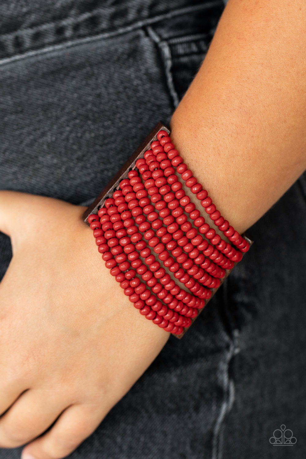 Paparazzi Accessories: Waikiki Wonderland - Red Wood Bracelet