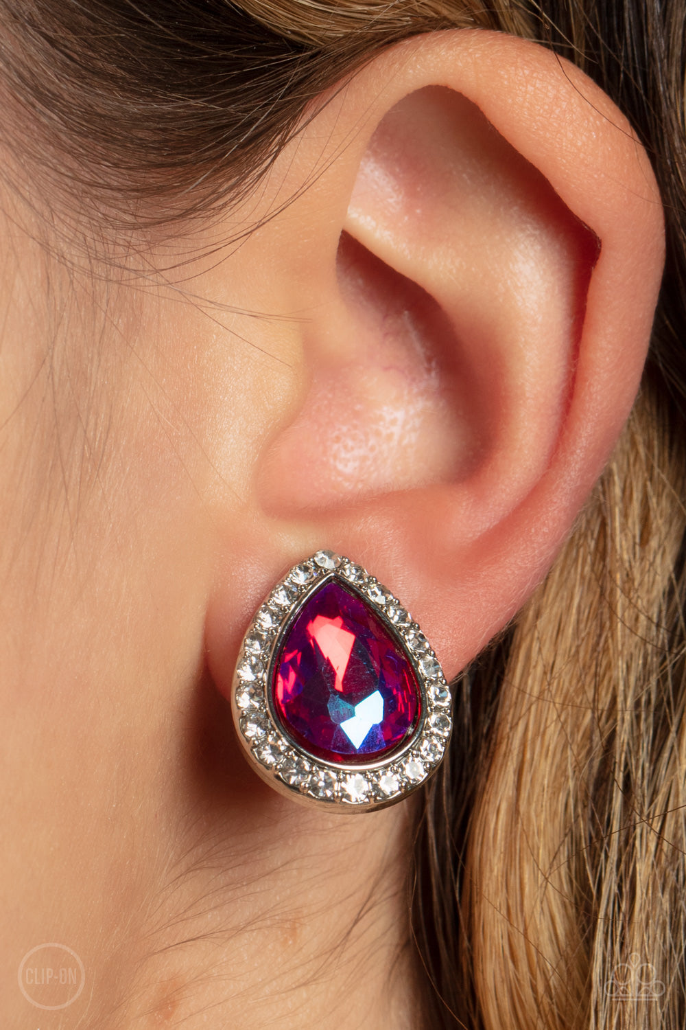 Paparazzi Accessories: Cosmic Castles - Pink Clip-On Earring