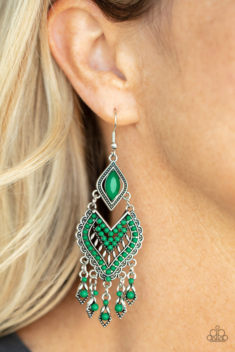Paparazzi Accessories: Dearly Debonair - Green Earring