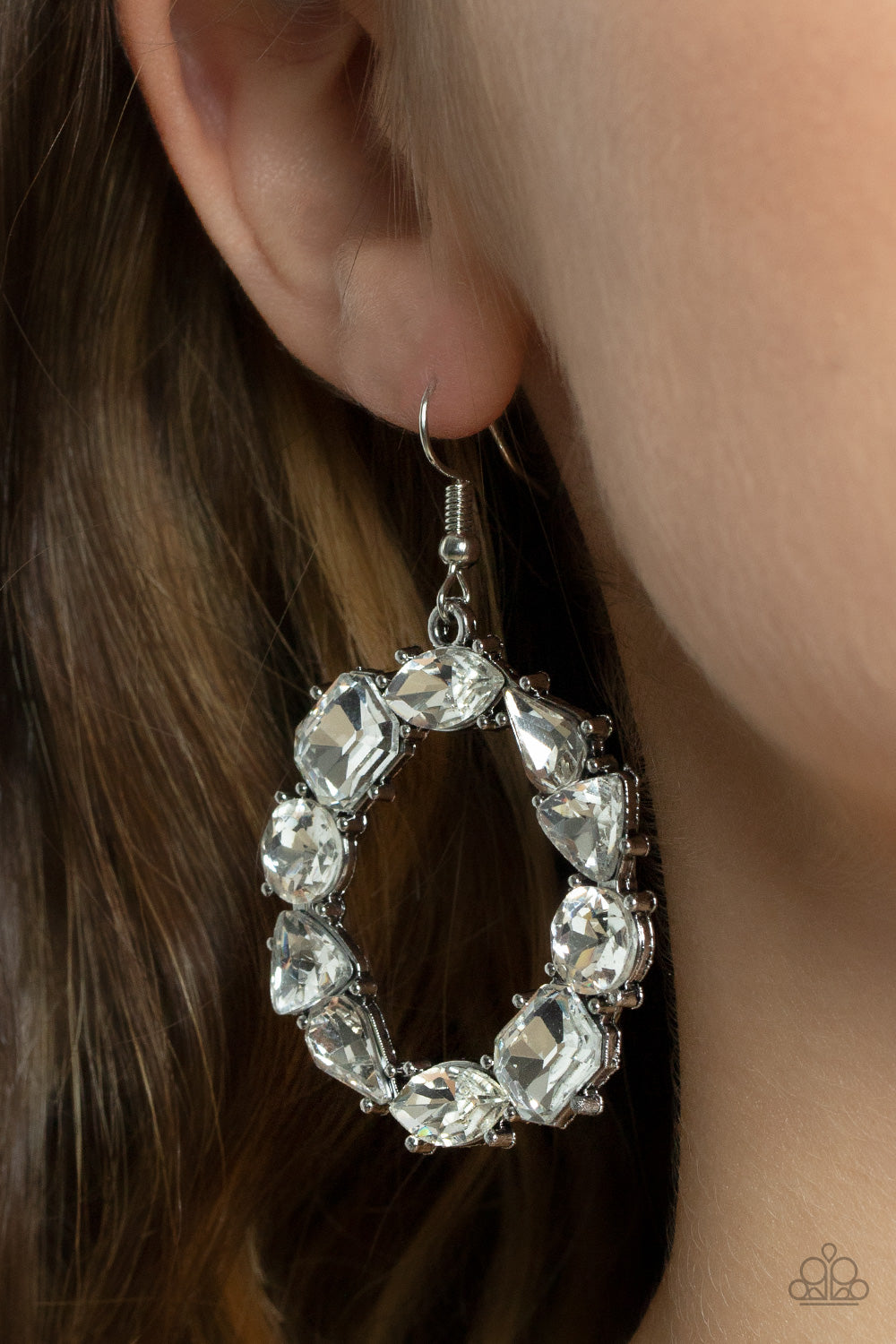 Paparazzi Accessories: GLOWING in Circles - White Earring