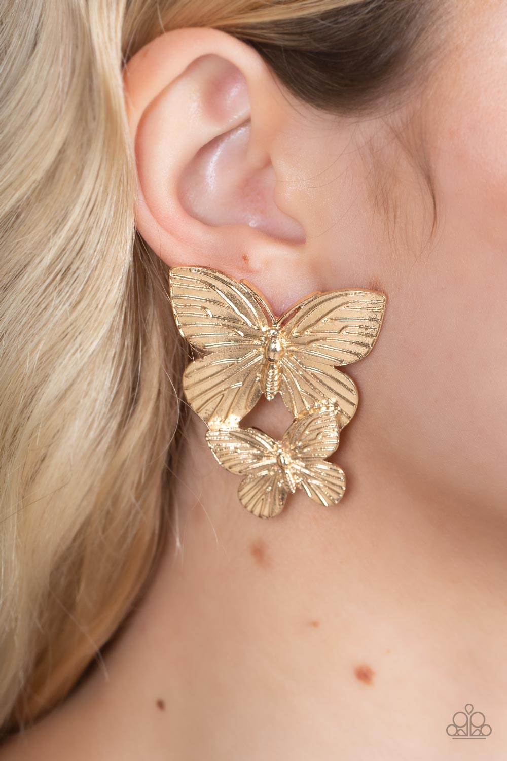 Paparazzi Accessories: Blushing Butterflies - Gold Earring