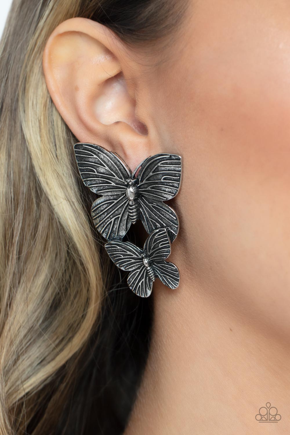 Paparazzi Accessories: Blushing Butterflies - Silver Earring