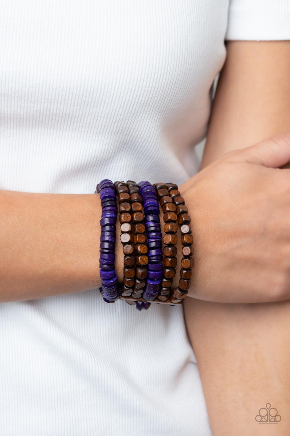 Paparazzi Accessories: Fiji Fiesta - Purple Wood Bracelet