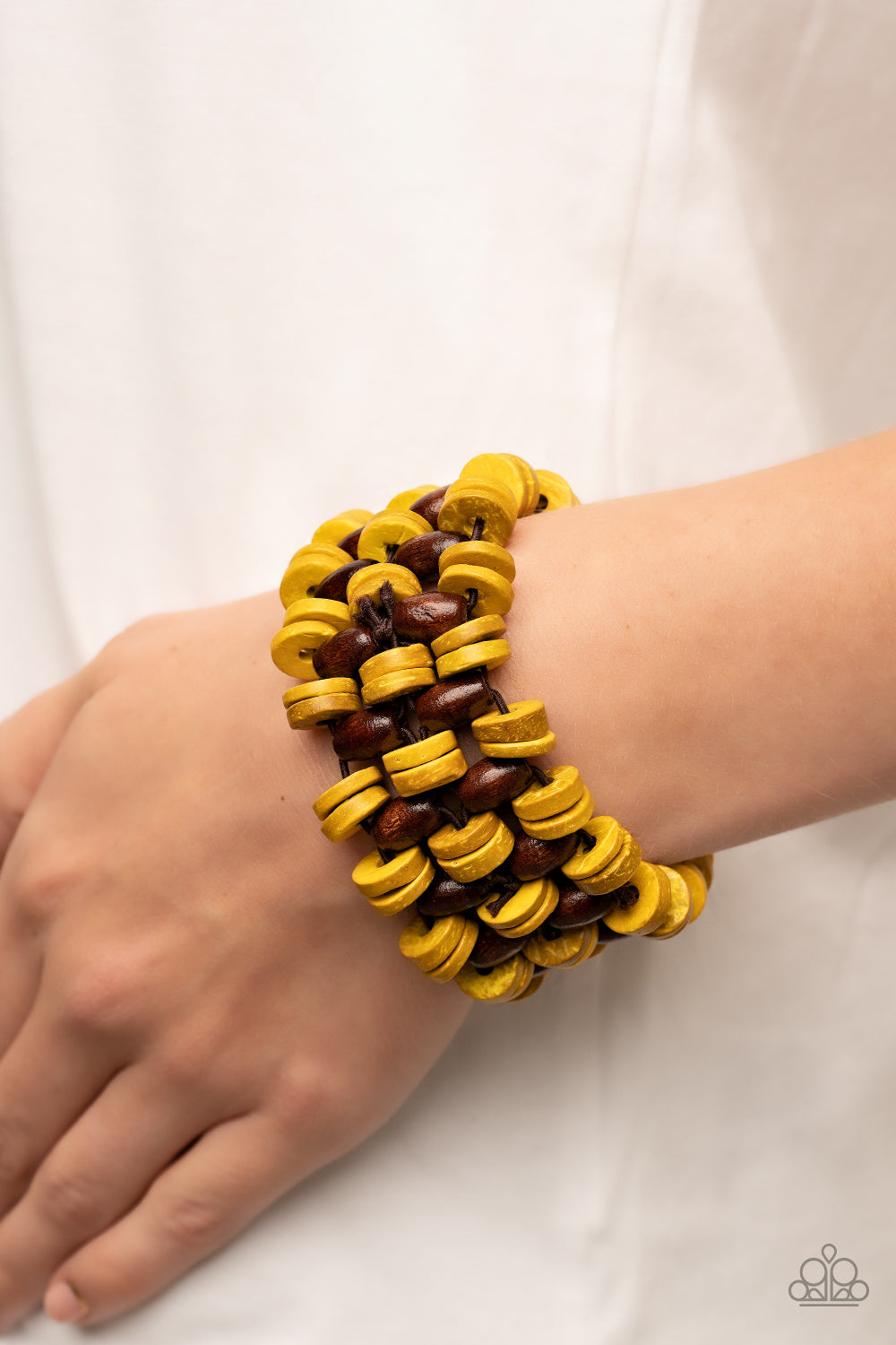 Paparazzi Accessories: Galapagos Go-Getter - Yellow Wood Bracelet