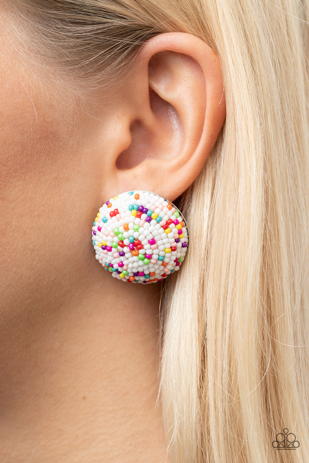 Paparazzi Accessories: Kaleidoscope Sky - White Seed Bead Earring