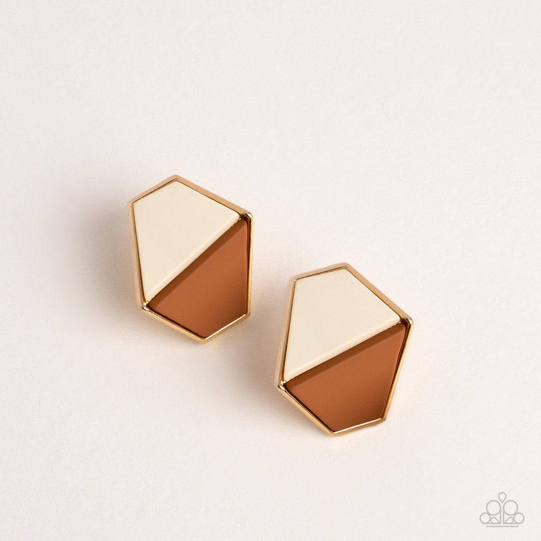 Paparazzi Accessories: Generically Geometric - Brown Earring