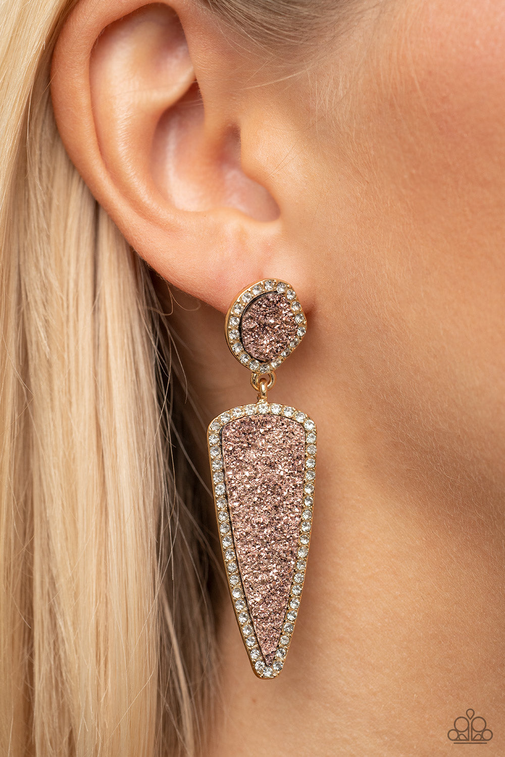 Paparazzi Accessories: Druzy Desire - Gold Earrings