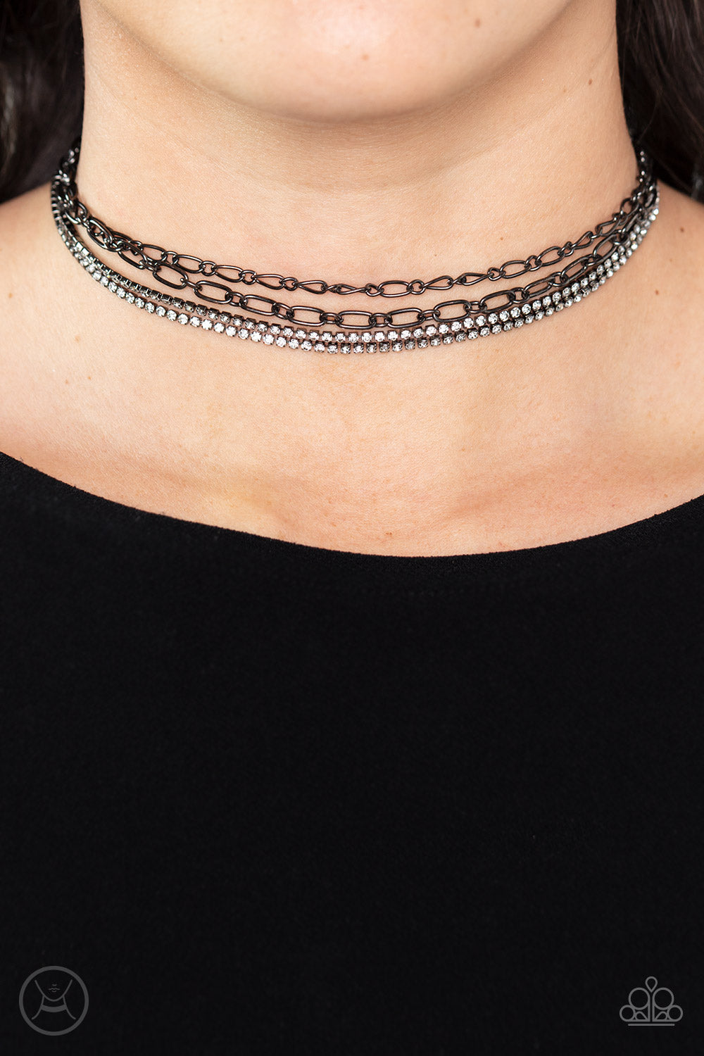 Paparazzi Accessoriesl Glitter and Gossip - Black Choker Necklace