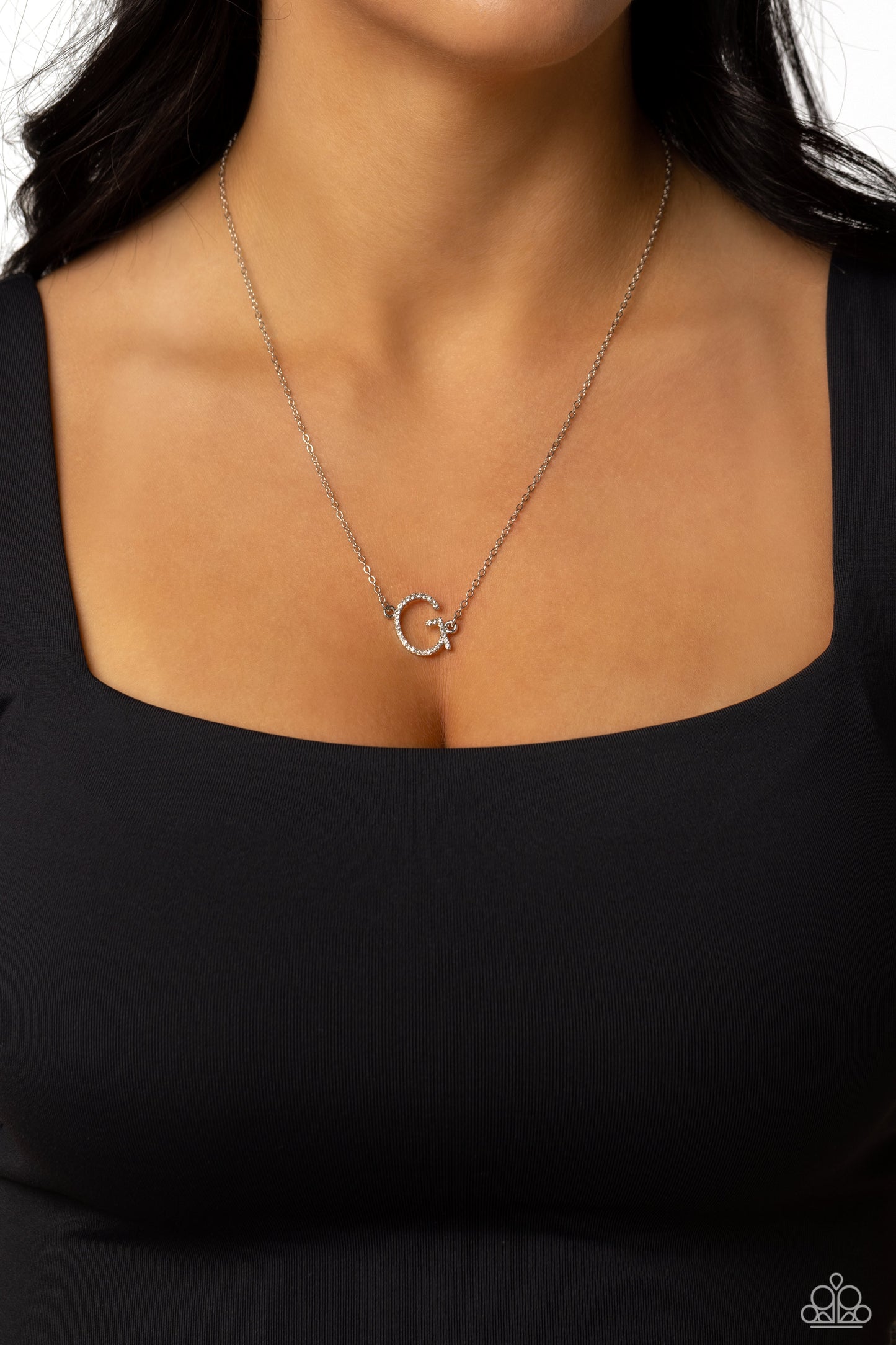 Paparazzi Accessories: INITIALLY Yours - G - White Necklace
