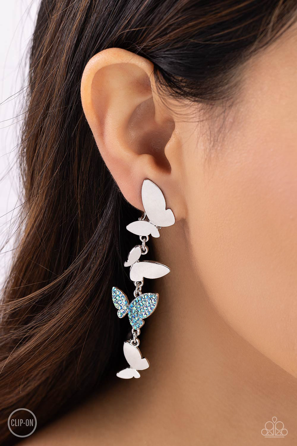 Paparazzi Accessories: Flying Flashy - Blue Clip on Earring