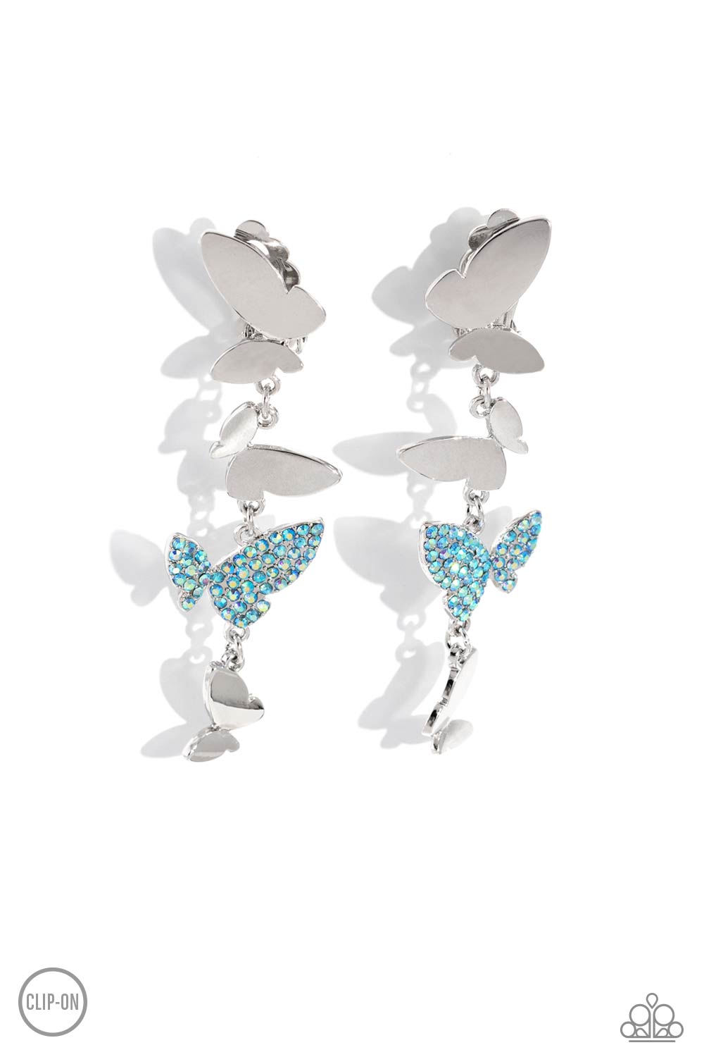 Paparazzi Accessories: Flying Flashy - Blue Clip on Earring