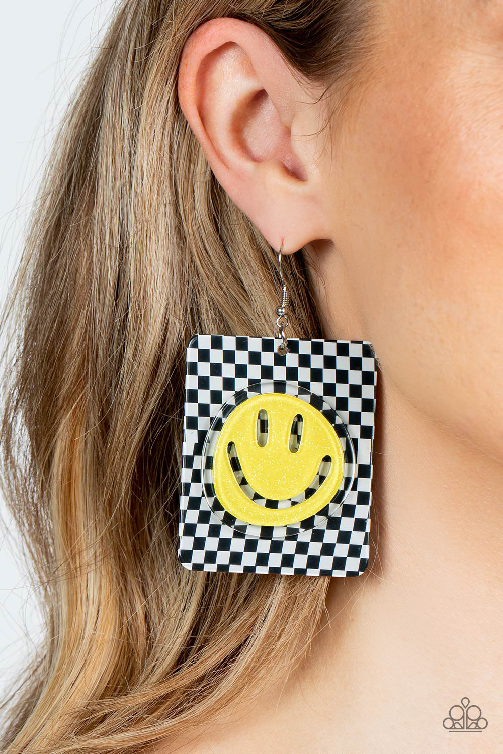 Paparazzi Accessories: Cheeky Checkerboard Yellow Earring