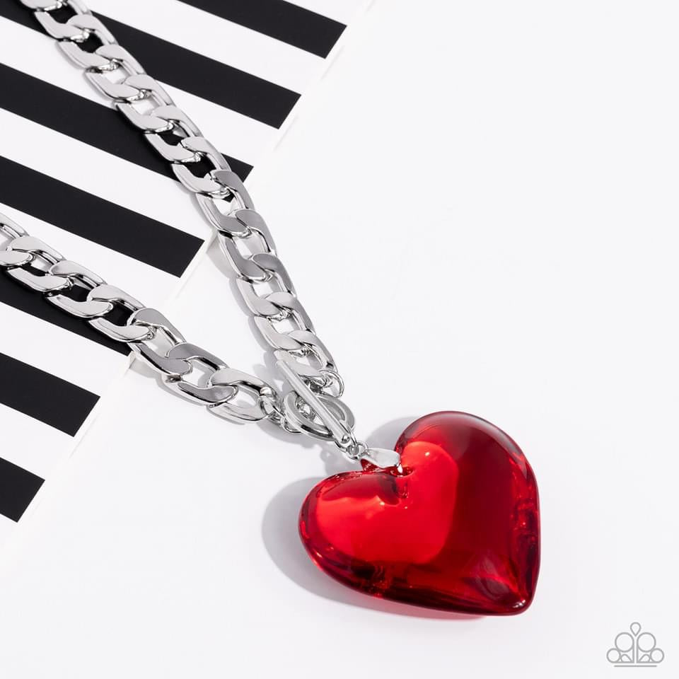 Paparazzi Accessories: GLASSY-Hero Red Necklace
