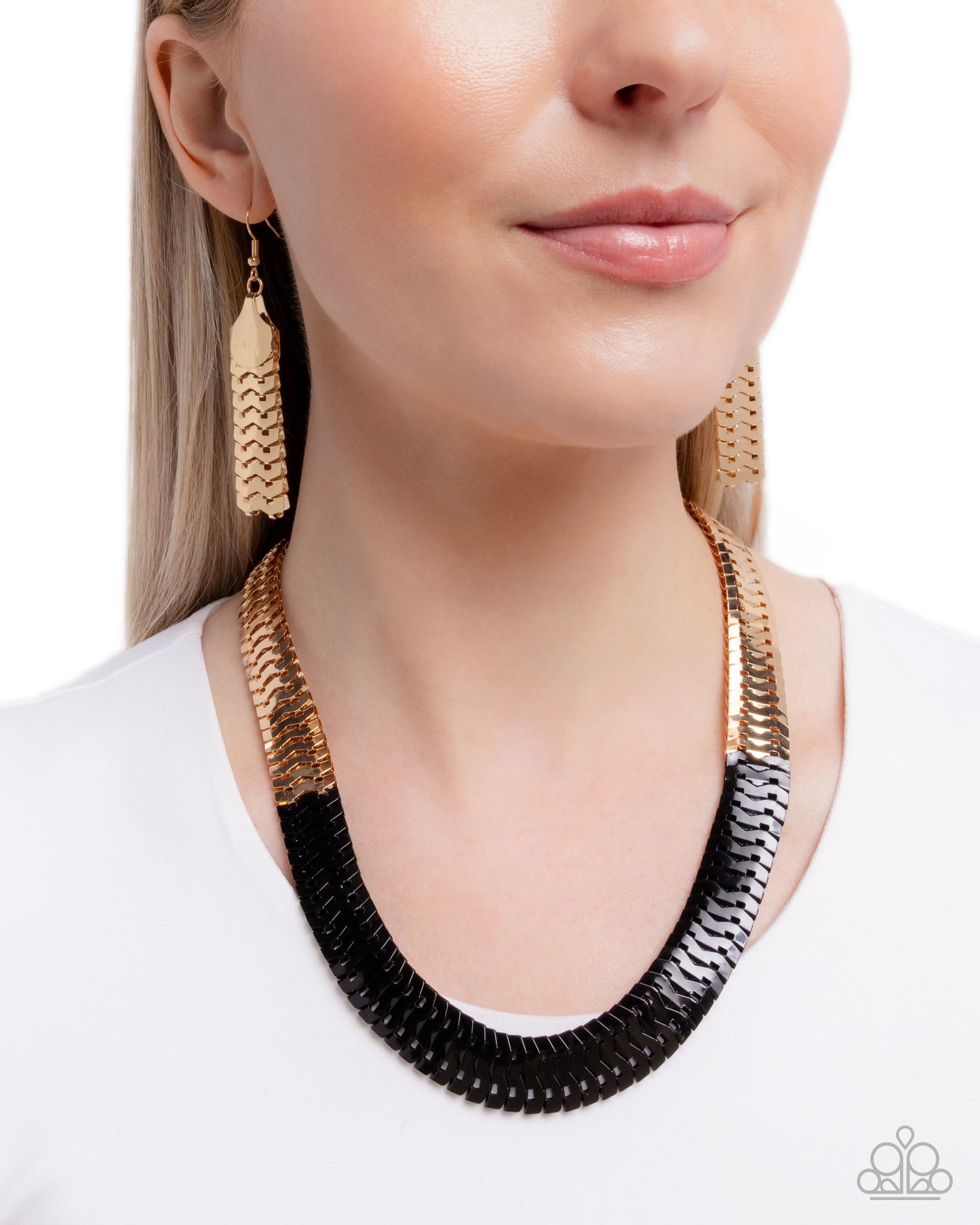 Paparazzi Accessories: Painted Paradox Gold and Black Necklace