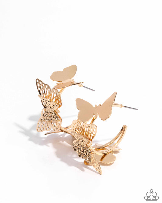 Paparazzi Accessories: No WINGS Attached - Gold Earring