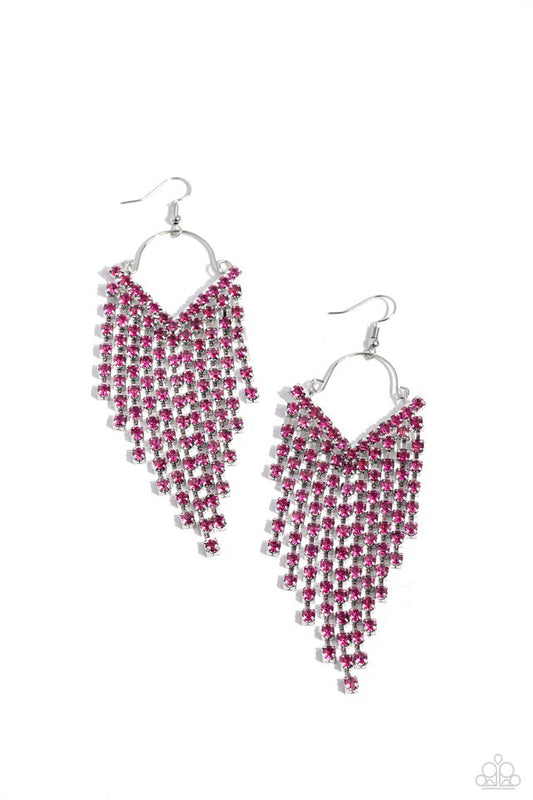 Paprazzi Accessories: V V Falling Pink Earring
