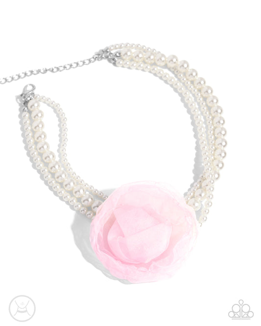 Paparazzi Accessories: Radiant Rosette - Pink PearlNecklace