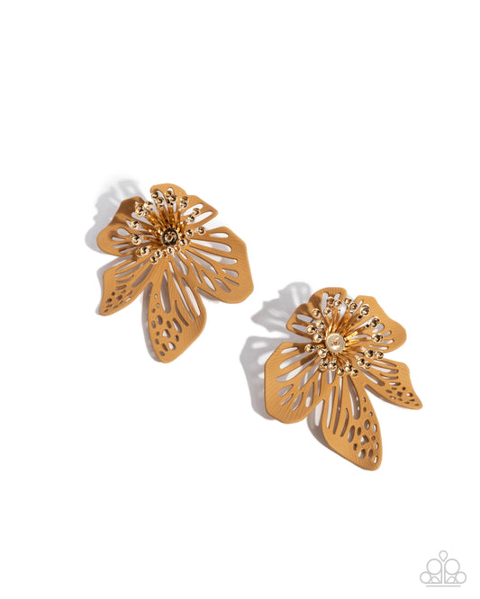 Paparazzi Accessories: Wonderland Wallflower - Brown Earring