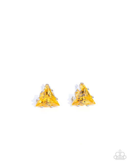 Paparazzi Accessories: Triangular Twinkle - Yellow Earring