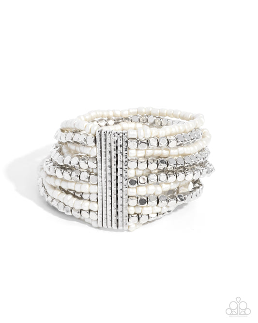 Paparazzi Accessories: Spirited Stack - White Bracelet