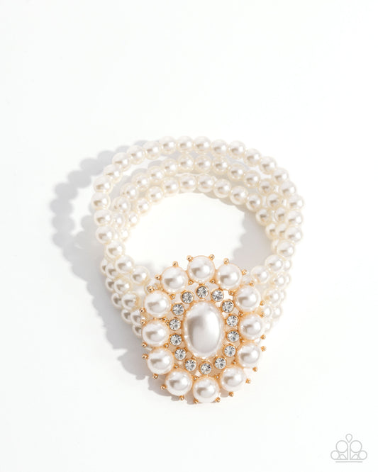 Paparazzi Accessories: Take A Fancy To - Gold Pearl Bracelet