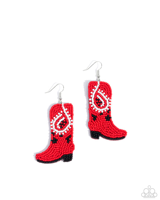 Paparazzi Accessories: Western Webbing - Red Earring